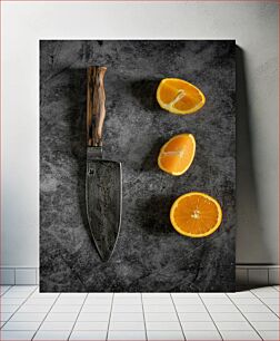 Πίνακας, Knife and Oranges on Slate Μαχαίρι και πορτοκάλια σε σχιστόλιθο