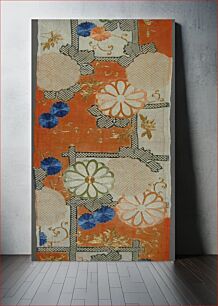 Πίνακας, Kosode (Kimono) Fragment with Chrysanthemums and Bamboo Lattice