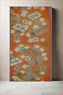 Πίνακας, Kosode (Kimono) Fragment with Scattered Plum Blossoms, Playing Cards and Chinese Characters