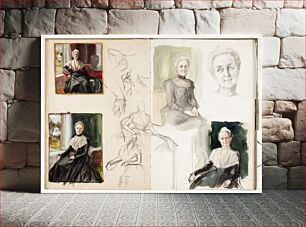 Πίνακας, Kreivitär elisabeth wachtmeister, luonnoksia 1901part of a sketchbook, by Albert Edelfelt
