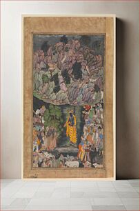 Πίνακας, Krishna Holds Up Mount Govardhan to Shelter the Villagers of Braj", Folio from a Harivamsa (The Legend of Hari (Krishna))