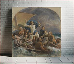 Πίνακας, Kristus asettaa myrskyn, harjoitelma raahen kirkon alttaritaulua varten, 1925, Eero Järnefelt