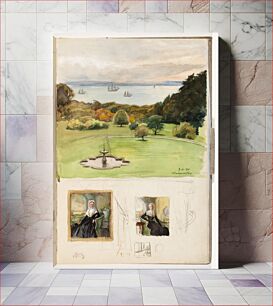 Πίνακας, Kulla gunnarstorpin puisto ja kreivitär elisabeth wachtmeister, luonksia 1901part of a sketchbook, by Albert Edelfelt