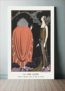 Πίνακας, La voie lactée: Robe et manteau pour le soir, de Worth (1921) by George Barbier