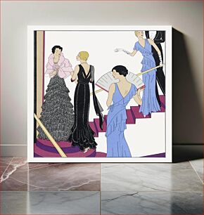 Πίνακας, Lace evening dress with a 'moire' cape (1931) by Redfern, Bernard et Cie and Joseph Paquin