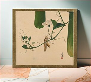 Πίνακας, Lacquer Paintings of Various Subjects: Grasshopper on Gourd Vine by Shibata Zeshin