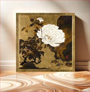 Πίνακας, Lacquer Paintings of Various Subjects: Peonies, flower illustration by Shibata Zeshin