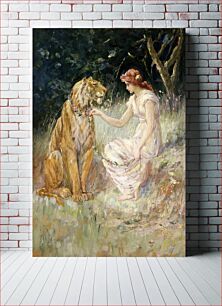 Πίνακας, Lady and the Tiger (1900) vintage painting by Frederick Stuart Church