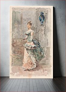 Πίνακας, Lady in Formal Dress (1886) by Salvador Barbudo Sanchez