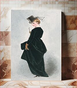 Πίνακας, Lady in Green Dress (1858–1905), vintage woman illustration by Adelaide Claxton