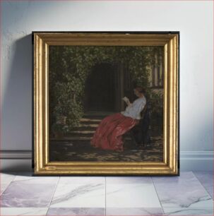 Πίνακας, Lady reading outside a garden door by Vilhelm Kyhn