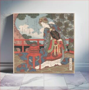 Πίνακας, Lady with Fan Standing on Verandah by Yashima Gakutei