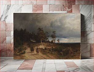 Πίνακας, Landscape in eastern finland with mounted cossacks, 1866, Berndt Lindholm