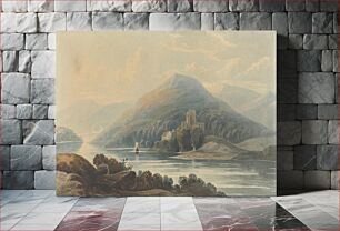 Πίνακας, Landscape in Wales with Mountains, Lake, Castle and Two Figures in the Foreground