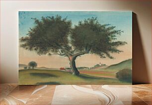 Πίνακας, Landscape with a tree (from lamač), Julius Schubert