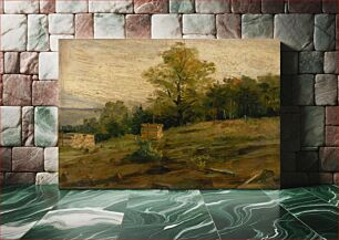 Πίνακας, Landscape with cords of wood by Lajos Csordák