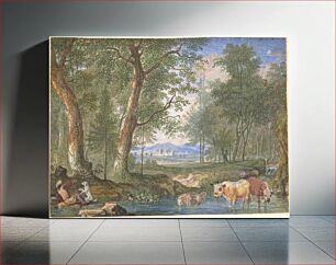 Πίνακας, Landscape with Cows in a Brook by Felix Meyer
