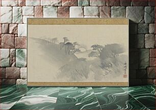 Πίνακας, Landscape with hill, trees, and moonrise, Komai Genki
