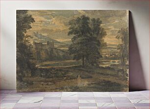 Πίνακας, Landscape with Mountains, Castle, Trees and Lake