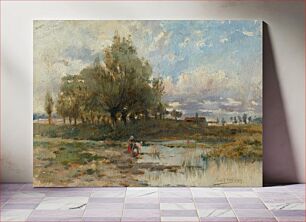 Πίνακας, Landscape with pond, Felicián Moczik