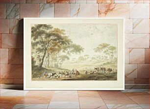 Πίνακας, Landscape with shepherds and shepherdesses.In the background a farm by Michiele Marieschi
