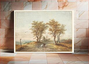 Πίνακας, Landscape with trees around a country road and a chapel by Christoph Ludwig Agricola
