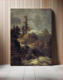 Πίνακας, Landscape with waterfall and cabin by Jacob Isaacksz Van Ruisdael