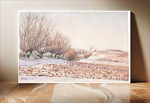 Πίνακας, Landscape with willow trees and plowed field in snow by Fritz Syberg