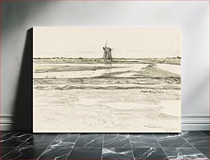 Πίνακας, Landschap met poldermolen Het Noorden in polder Het Noorden op Texel (1873–1917) by Theo van Hoytema