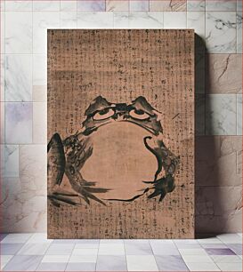 Πίνακας, Large frog in center and small mouse in LRC; text filling background