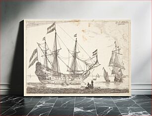 Πίνακας, Large naval vessel and a dinghy by Carel Allardt