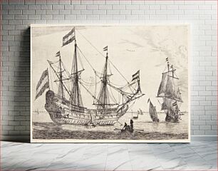 Πίνακας, Large naval vessel and a dinghy by Reinier Nooms