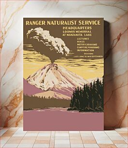 Πίνακας, Lassen Volcanic National Park, Ranger Naturalist Service (1938) erupting volcano poster by C. Don Powell