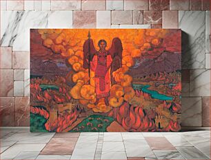 Πίνακας, "Last Angel", 1912. Tempera on cardboard. 52х73,6 cm. vy Nicholas Roerich
