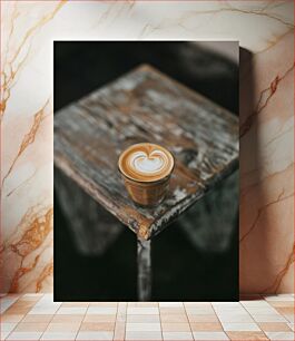 Πίνακας, Latte Art on Rustic Table Latte Art σε Ρουστίκ Τραπέζι