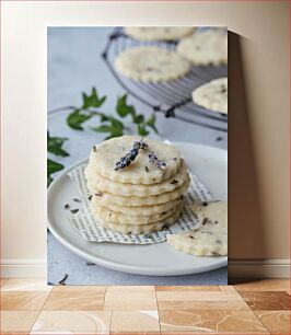 Πίνακας, Lavender Cookies on Plate Μπισκότα λεβάντας στο πιάτο