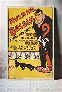 Πίνακας, Layout for title page for "Hvem har Bolden".Caricatured portrait of Carl Alstrup by Robert Storm Petersen