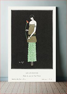 Πίνακας, Le lys rouge: robe du soir de Paul Poiret (1914) by Simone A. Puget, published in Gazette du Bon Ton