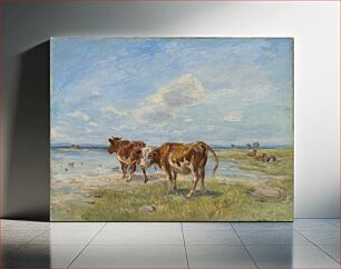 Πίνακας, Lehmiä rannalla, luonnos, Theodor Philipsen