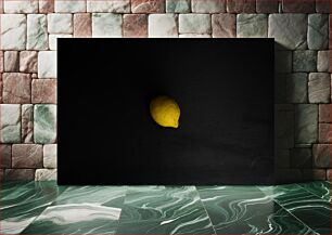 Πίνακας, Lemon on Black Background Λεμόνι σε μαύρο φόντο