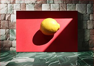 Πίνακας, Lemon on Red Background Λεμόνι σε κόκκινο φόντο
