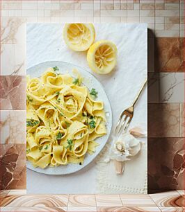 Πίνακας, Lemon Pasta Dish Πιάτο ζυμαρικών λεμονιού