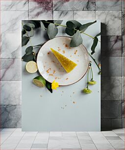 Πίνακας, Lemon Pie with Lime and Flowers Λεμονόπιτα με λάιμ και λουλούδια