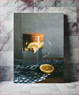 Πίνακας, Lemon Water in Glass Jug Λεμονόνερο σε Γυάλινη Κανάτα