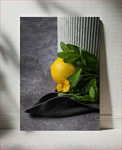Πίνακας, Lemon with Green Leaves and Yellow Flower Λεμόνι με πράσινα φύλλα και κίτρινο λουλούδι