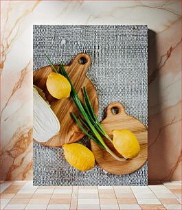 Πίνακας, Lemons and Vegetables on Cutting Boards Λεμόνια και λαχανικά σε σανίδες κοπής