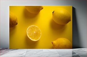 Πίνακας, Lemons on Yellow Background Λεμόνια σε κίτρινο φόντο