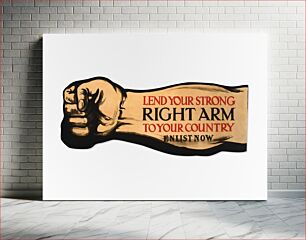 Πίνακας, Lend your strong right arm to your country, enlist now (1915) chromolithograph art by H. & C. Graham Ltd., London, S.E