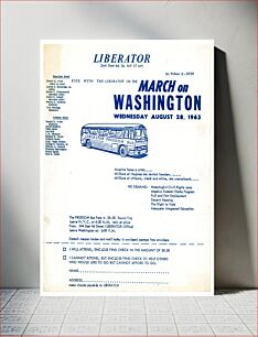 Πίνακας, "Liberator" broadside advertising a bus trip to the 1963 March on Washington, Liberator Magazine