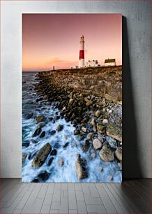 Πίνακας, Lighthouse by the Sea at Sunset Φάρος δίπλα στη θάλασσα στο ηλιοβασίλεμα